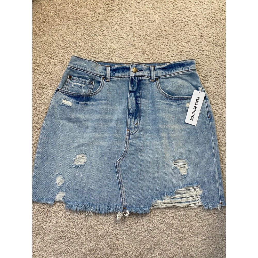 NWT BDG Roxi Destructed Denim Mini Skirt - Picture 2 of 6